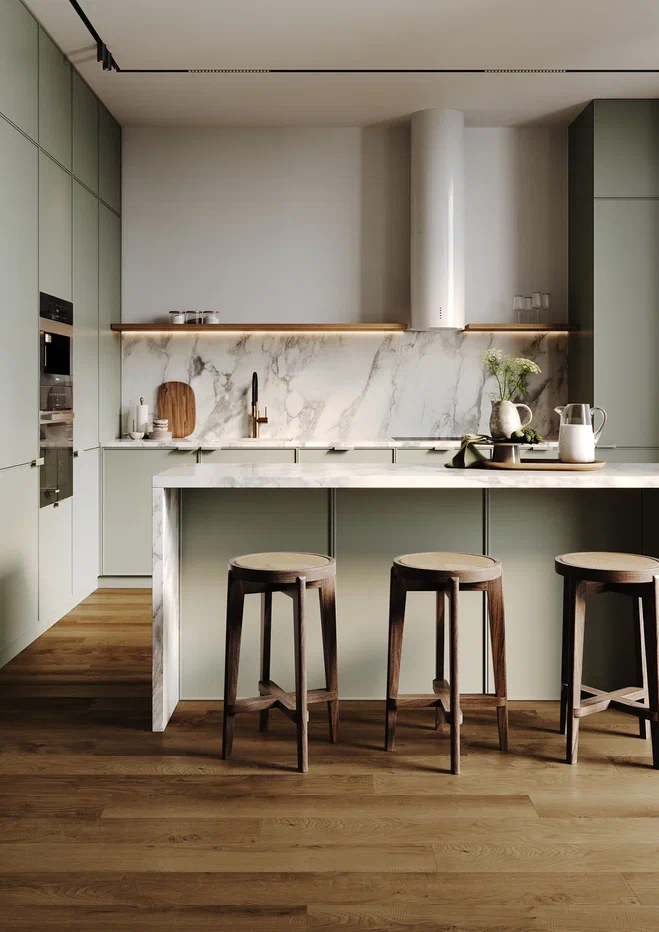 Кварцвиниловый SPC ламинат Home Expert Natural Дуб Натуральный 2061-15 1220×150×3,5 фото в интерьере